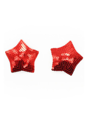 Paire de cache tétons adhésifs étoile pailletée sequin rouge - NP-2020